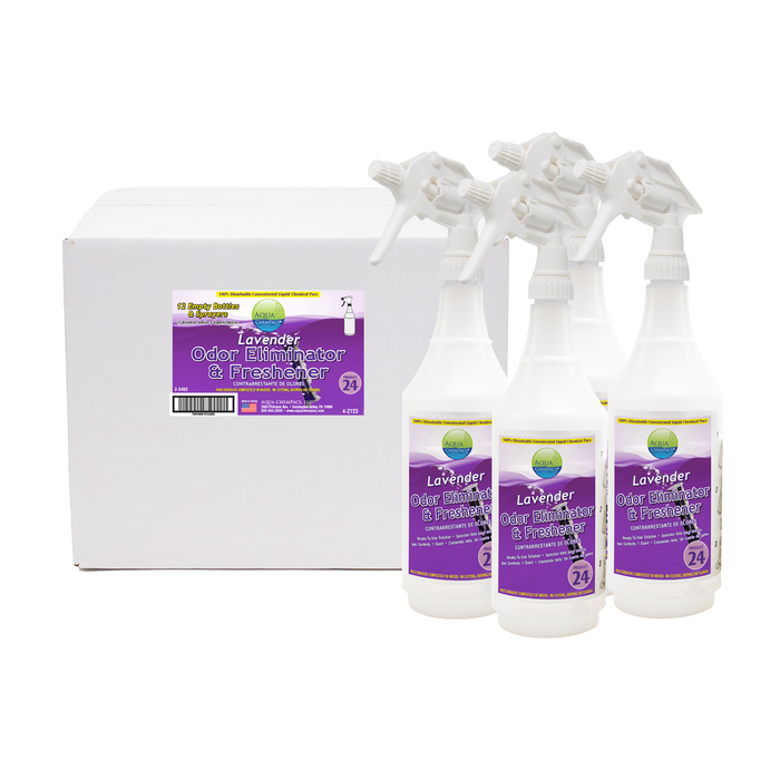 Odor Eliminator & Freshener - Lavender 12 Labeled Bottles and Sprayers
